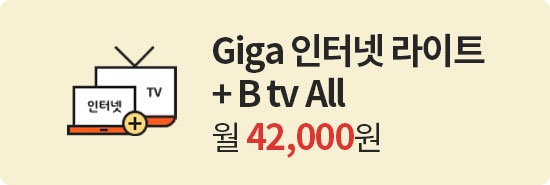 Giga 인터넷 라이트 + B tv All 월42,000원